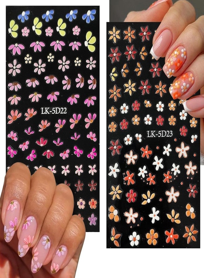 VOTACOS Flower Nail Art Stickers Decals 5D Embossed Nail Decals Spring Summer Nails Design Self-Adhesive Supplies Accessories 3D Flower for Women Nails DIY Decoration(6 Sheets) - Image 5